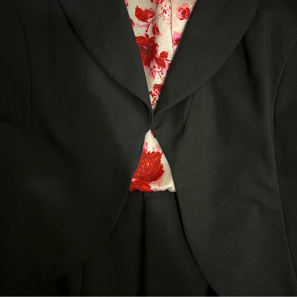 Anya Ponorovskaya Womens Blazer Black with Pink Floral Lining Size 4 - Picture 5 of 9